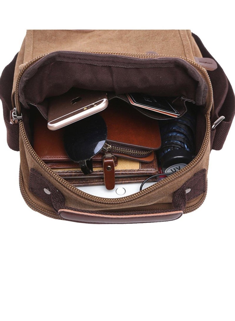 SYOSI Men's Multifunctional Canvas Shoulder Bag, Handbag Multi-Pockets Business Messenger Bags, Outdoor Sports Over Shoulder Crossbody Side Bag - Image 2