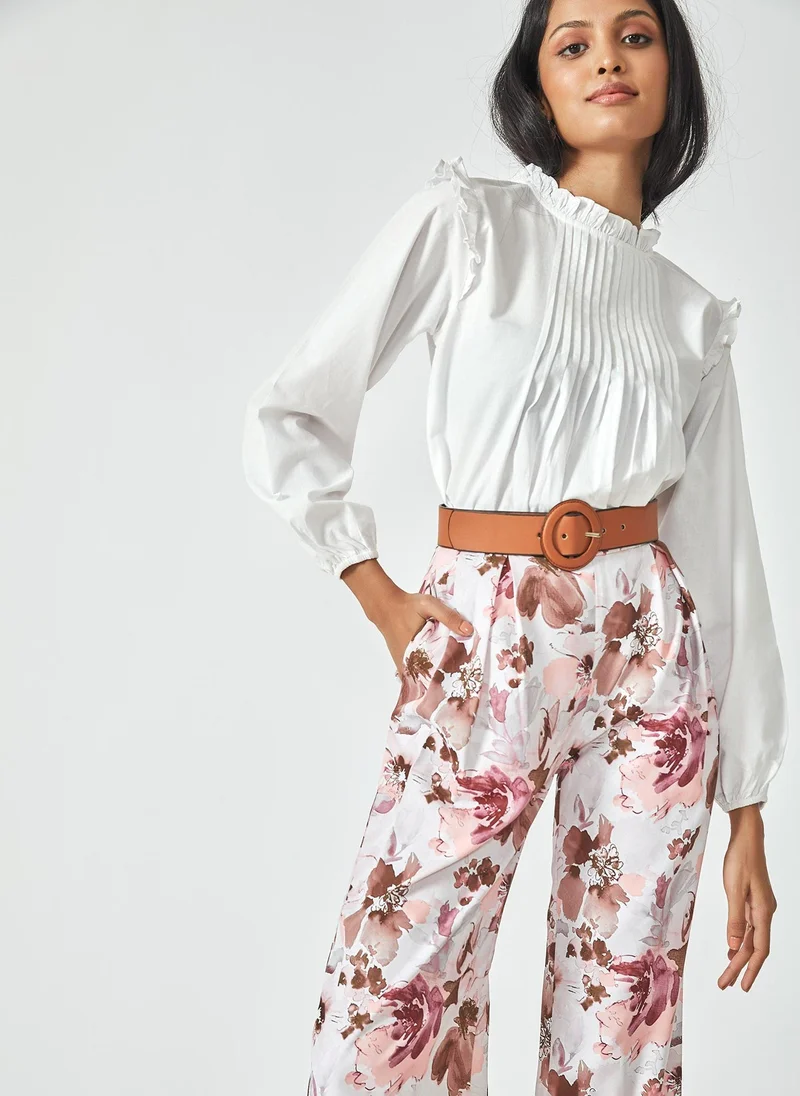 The Label Life Pintuck Ruffled Blouse