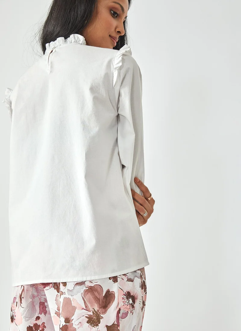 The Label Life Pintuck Ruffled Blouse