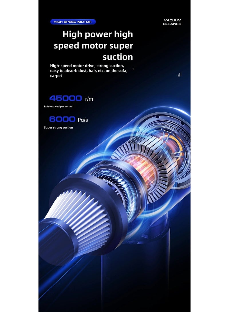 Powerful 6000PA Car Vacuum Cleaner - 45000 RPM, 120W, Wireless, for Car Interior & Pet Hair Removal - Image 4