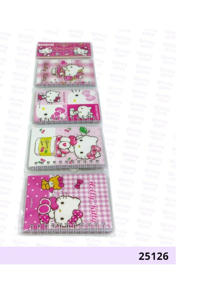 هالو كيتي دفاتر ملاحظات صغيرة بتصميم شخصية هيلو كيتي  الكرتونية | دفتر ملاحظات صغير بعدد 4 قطع في ربطة واحدة | نوت بوك سلك لولبي خفيف ومناسب للمدرسة والجامعة والمكتب |  نوتة صغيرة مثالية للكتابة والرسم وتدوين الأفكار