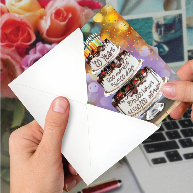 NobleWorks - Funny 100th Birthday Card with Envelope - Celebrate 100 Year Old Seniors Milestone, Humor Greeting Card for Grandparents - Year Time Count 100 C9097MBG - Image 4