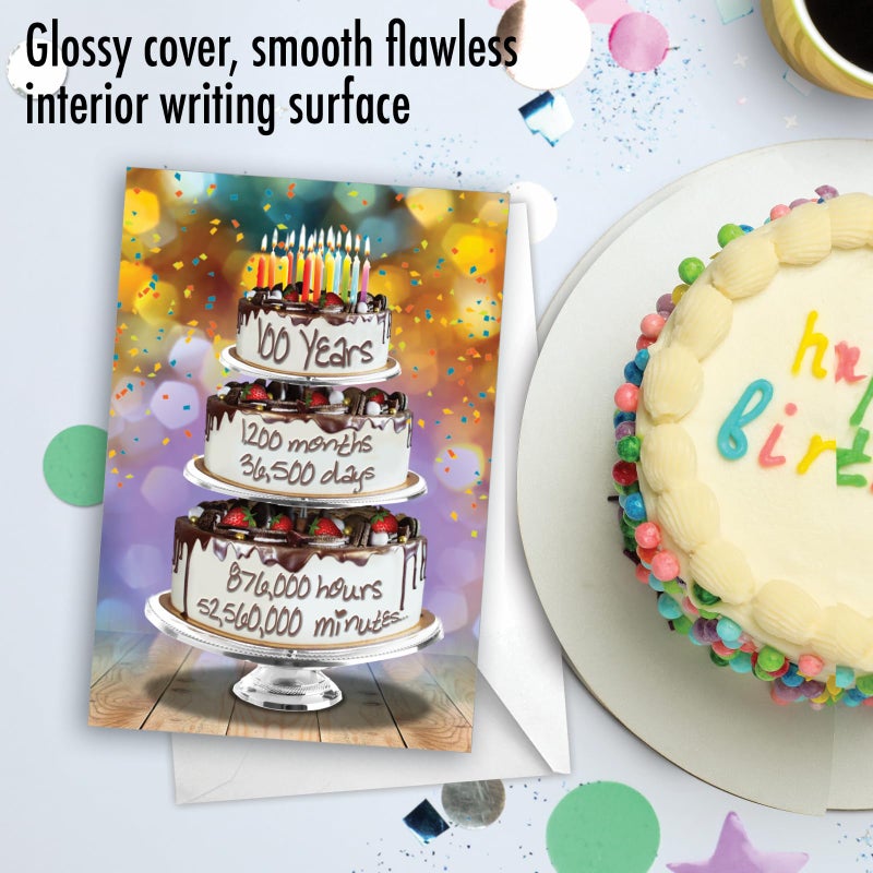 NobleWorks - Funny 100th Birthday Card with Envelope - Celebrate 100 Year Old Seniors Milestone, Humor Greeting Card for Grandparents - Year Time Count 100 C9097MBG - Image 5