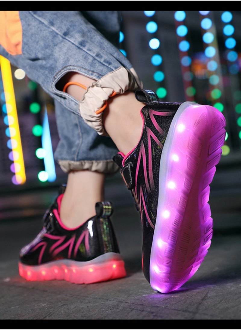 FASHION - Walking Shoes LED Lights Shoes Light Up Boys And Girls Children USB Charge Red - Image 1