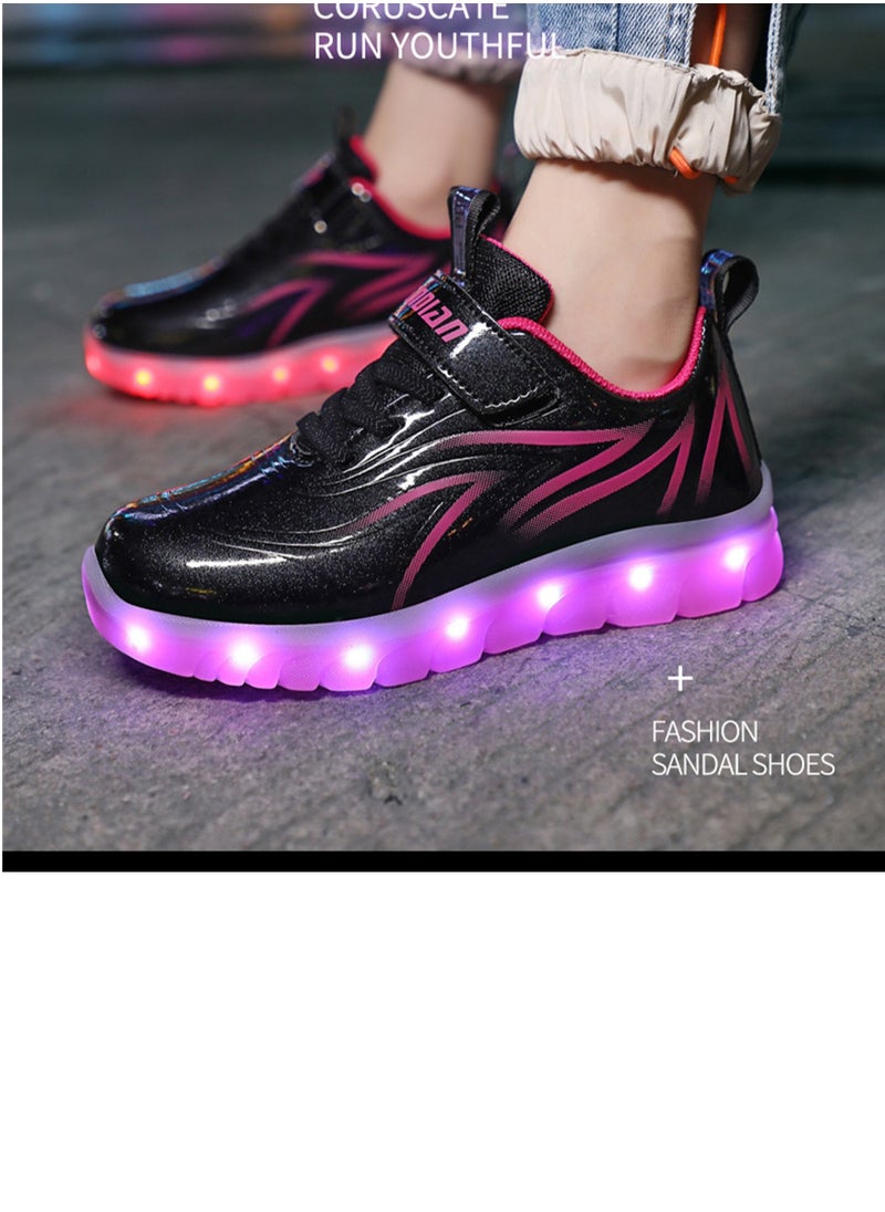 FASHION - Walking Shoes LED Lights Shoes Light Up Boys And Girls Children USB Charge Red - Image 1