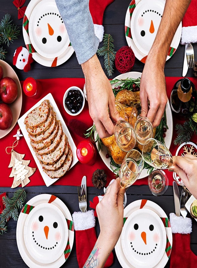 Whaline Christmas Party Paper Dinnerware Set 20Pcs 9" Cute Winter Snowman Disposable Dinner Plates and 20Pcs 7" Dessert Plates for 20 Guests Xmas Holiday Dinner Supplies - Image 5
