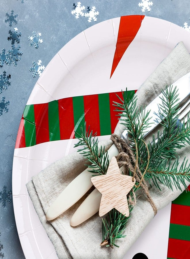 Whaline Christmas Party Paper Dinnerware Set 20Pcs 9" Cute Winter Snowman Disposable Dinner Plates and 20Pcs 7" Dessert Plates for 20 Guests Xmas Holiday Dinner Supplies - Image 4