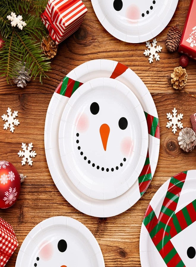 Whaline Christmas Party Paper Dinnerware Set 20Pcs 9" Cute Winter Snowman Disposable Dinner Plates and 20Pcs 7" Dessert Plates for 20 Guests Xmas Holiday Dinner Supplies - Image 3