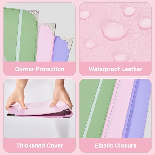 Ovesmusl PU Leather 3 Ring Binder Fits 8.5"x11" Letter Size Paper, 1 Inch Round Ring Binder Holds 200 Sheets, Notepad Paper Cover Loose Leaf Organizer for School, Pink - Image 5