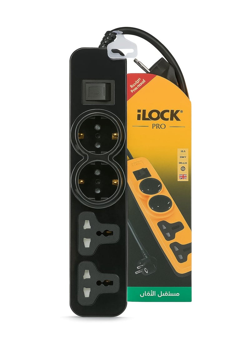 iLOCK 4-Outlet Power Strip (2 Two-Pin + 2 Three-Pin) – Durable and Safe Design - Image 1