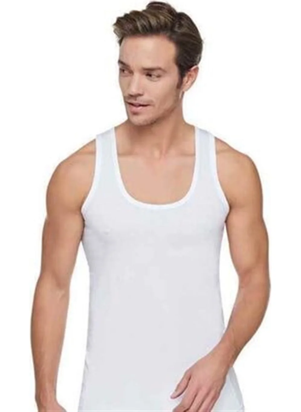 Tutku 6 Pieces Men's White Strappy Combed Cotton Undershirt