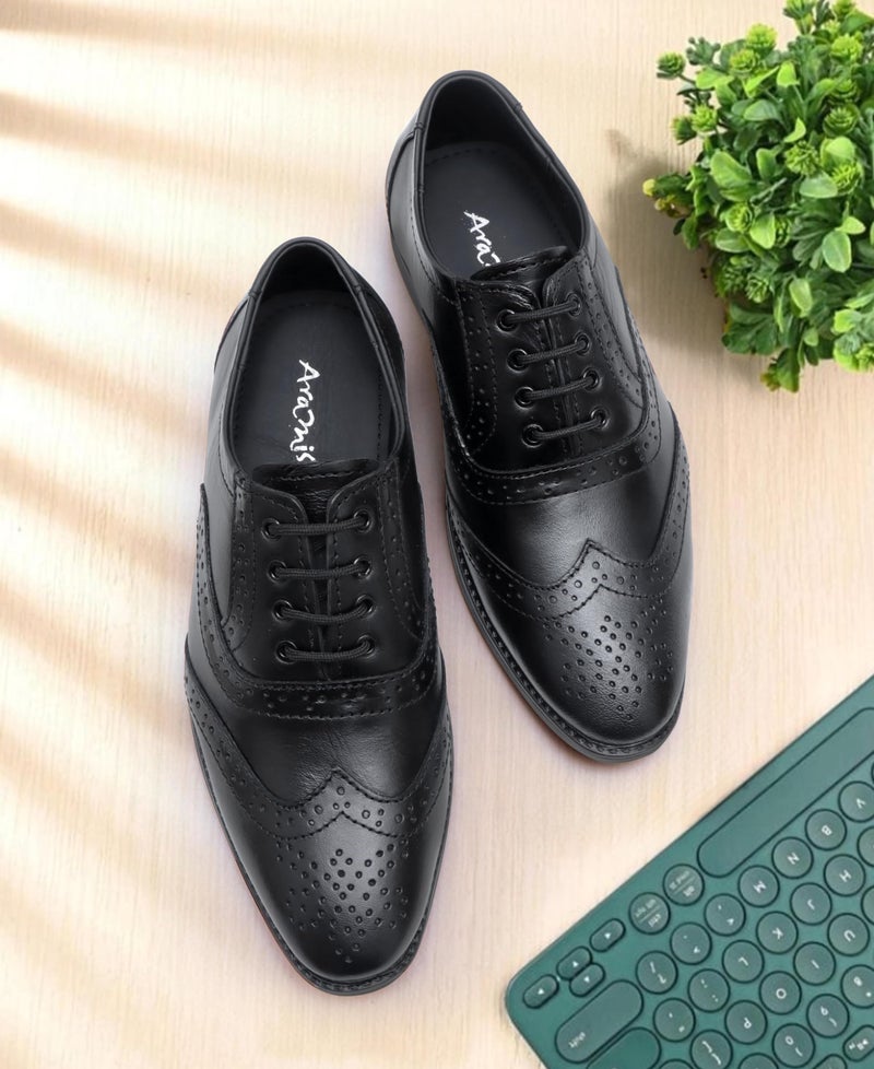 ARAMISH Boy's Black Genuine Leather Formal Derby Shoes - 2 UK - Image 3