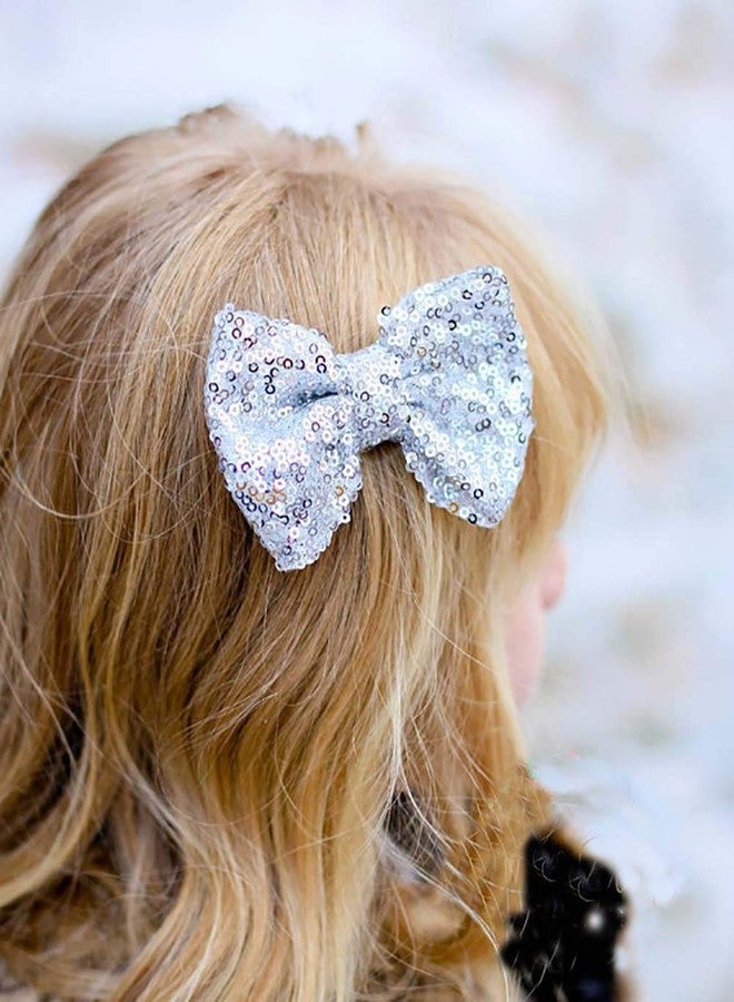 Lovefairy Love Fairy Girl's Lovely Fashion Bow Hairpin Sequins Hair Clip for Daily Life Travel Party Festivals (Silver) - Image 2