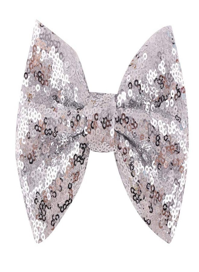 Lovefairy Love Fairy Girl's Lovely Fashion Bow Hairpin Sequins Hair Clip for Daily Life Travel Party Festivals (Silver) - Image 1