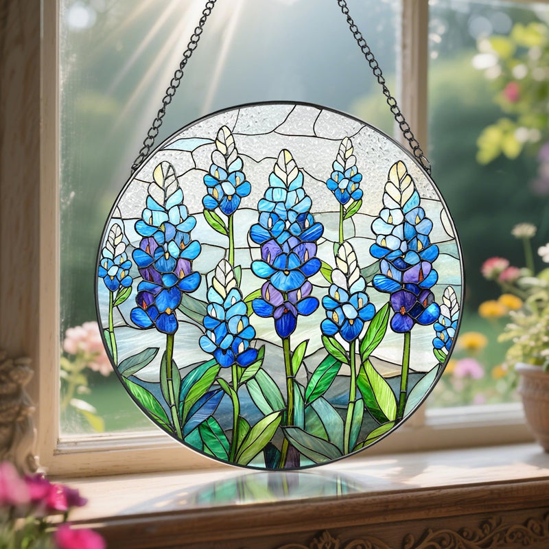 LAOWEIKI 8'' Texas Bluebonnet Sun Catcher Ornament, Stained Glass Window Hanging, Suncatchers for Windows Hanging Ornaments, Window Decor | Flower Lover Gift, Gifts for Mom Grandma - Image 5