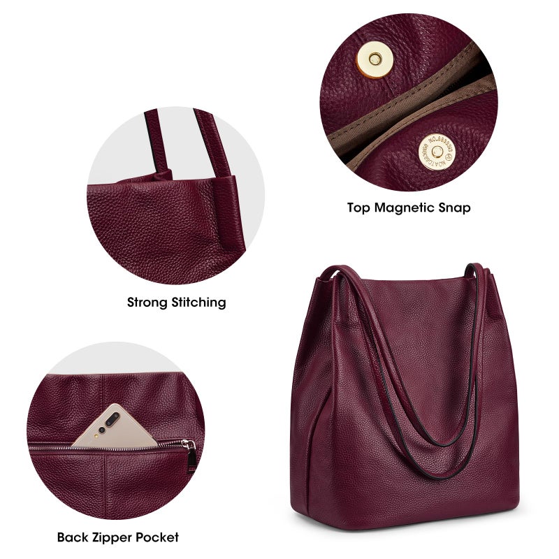 Kattee Women Soft Genuine Leather Totes Shoulder Bag Purses and Handbags with Top Magnetic Snap Closure - Image 5