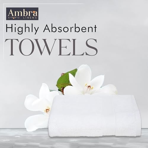 Ambra Linens 500 GSM Highly Absorbent Towel, 100% Cotton, Soft and Plush, All Seasons Use, Large, Everyday Use, Durable (1 Piece of Bath Towel, White) - Image 2