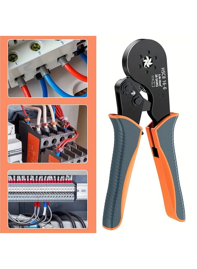 HSC8 16-6 High Carbon Steel Wire Crimper Tool Self Adjusting Ratcheting Crimping Pliers For 0.08 To 16mm² End Sleeves Terminals - Image 2