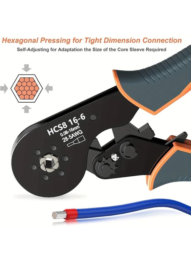 HSC8 16-6 High Carbon Steel Wire Crimper Tool Self Adjusting Ratcheting Crimping Pliers For 0.08 To 16mm² End Sleeves Terminals - Image 5