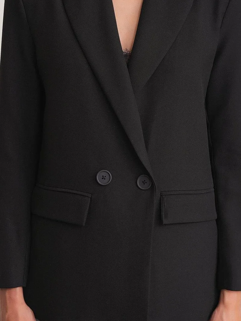 MixRay Black Mixray Long Sleeve Buttoned Blazer for Women | Best Price UAE