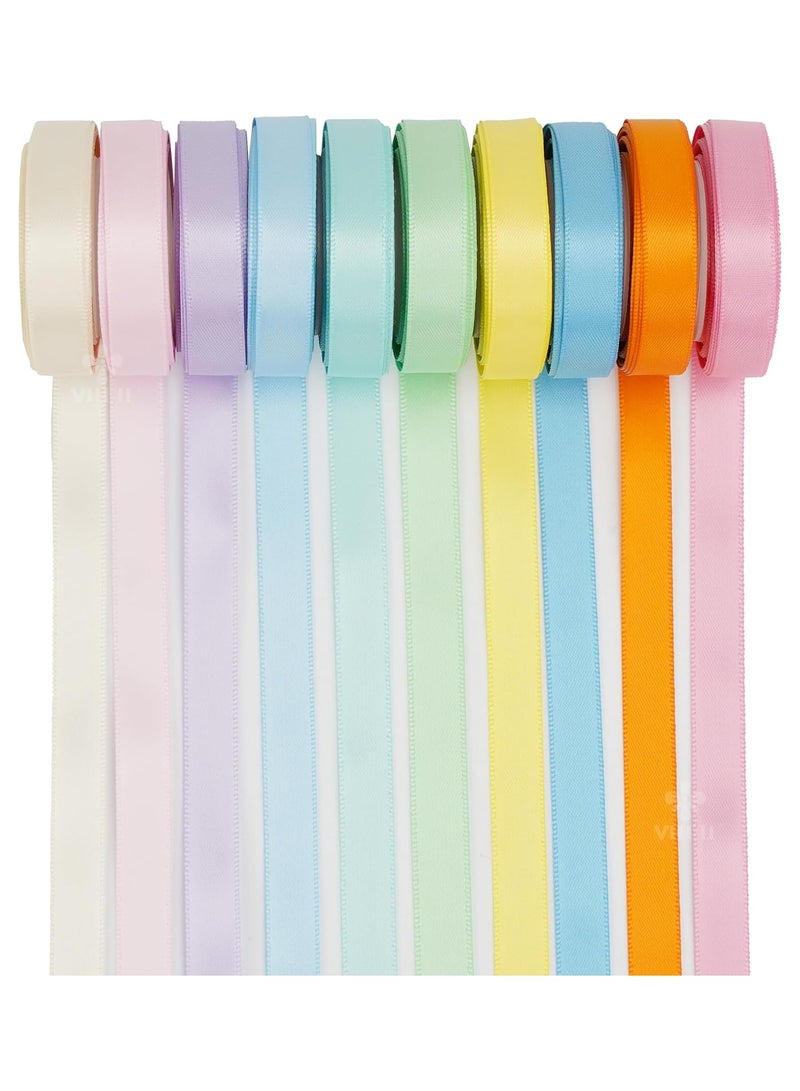 DELGREEN 10pcs Rainbow Satin Ribbon , 3/8" x 25 Yards Each - Perfect for Gift Wrapping, Birthday & Wedding Decorations, Invitations & Crafts - Image 2