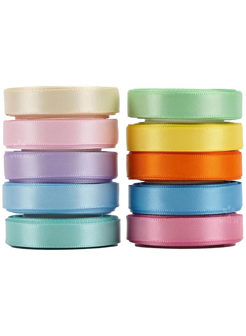 DELGREEN 10pcs Rainbow Satin Ribbon , 3/8" x 25 Yards Each - Perfect for Gift Wrapping, Birthday & Wedding Decorations, Invitations & Crafts - Image 3