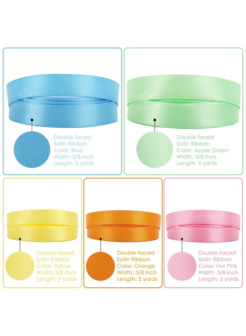 DELGREEN 10pcs Rainbow Satin Ribbon , 3/8" x 25 Yards Each - Perfect for Gift Wrapping, Birthday & Wedding Decorations, Invitations & Crafts - Image 5
