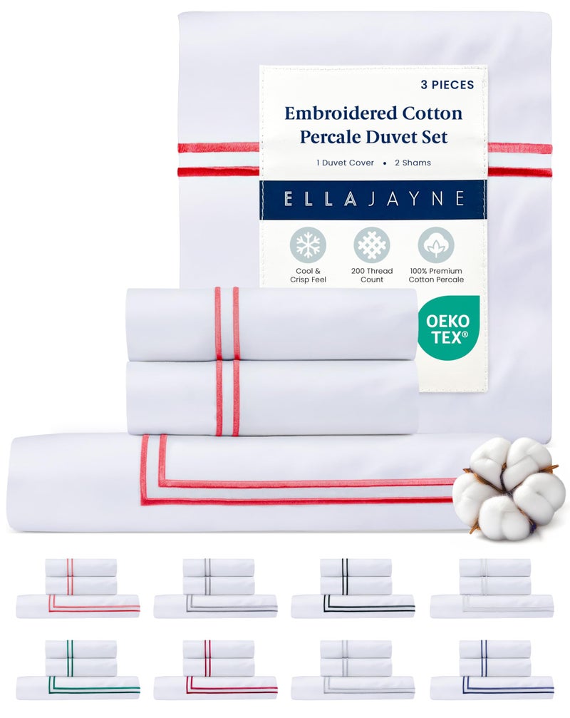 Ella Jayne Duvet Cover Queen Size (3 Pieces), 100% Cotton Percale, Full/Queen, Soft, Breathable & Lightweight, Including Duvet Cover (1 Piece) 90 x 90 Inches with 2 Pillow Shams (Pink Design) - Image 2