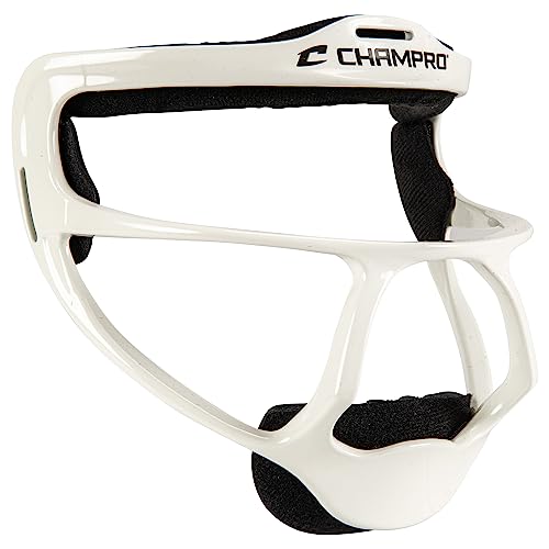 CHAMPRO Rampage Fastpitch Softball Fielders Ultra Lightweight Protective Face Mask WHITE YOUTH - Image 3