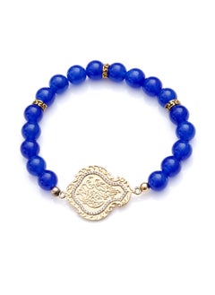 Subhati Bracelet with metal Parts and Agate Stone | 8 MM Beads - 18  - Image 1