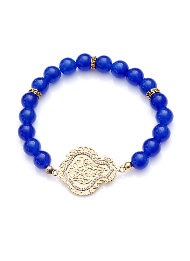 Subhati - Bracelet with metal Parts and Agate Stone | 8 MM Beads - 18 - Image 1
