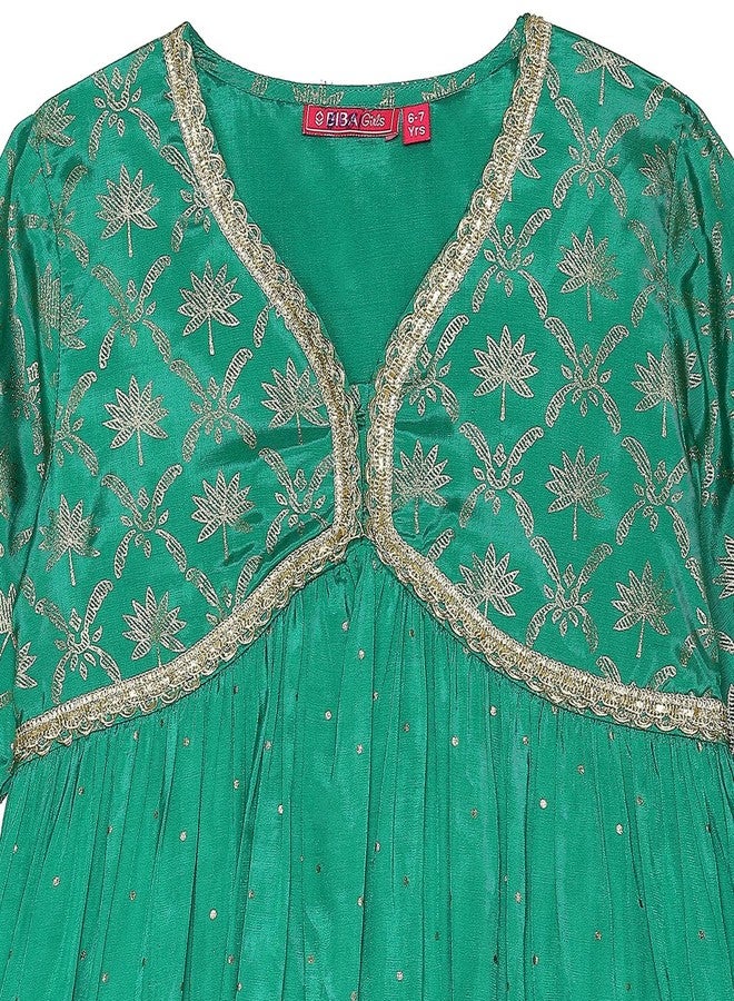 BIBA Girl's Rayon Kurta, Palazzo (KWGRNMD6181AW24GRN_Green - Image 2