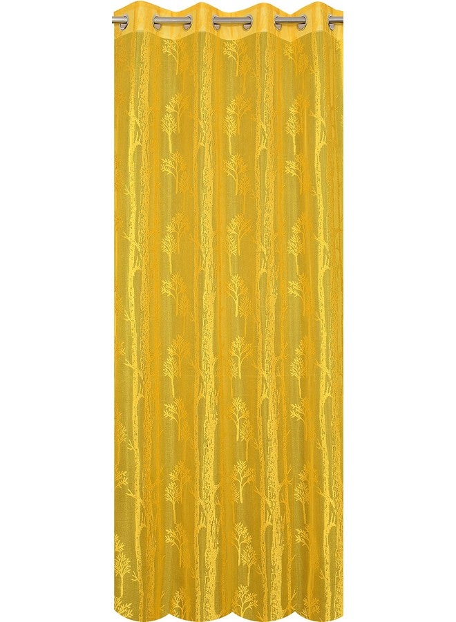 Homefab India Pack of 2 Tissue Curtains Sheer Panel Transparent Net - 7 feet, Door, Yellow, Floral - Image 3