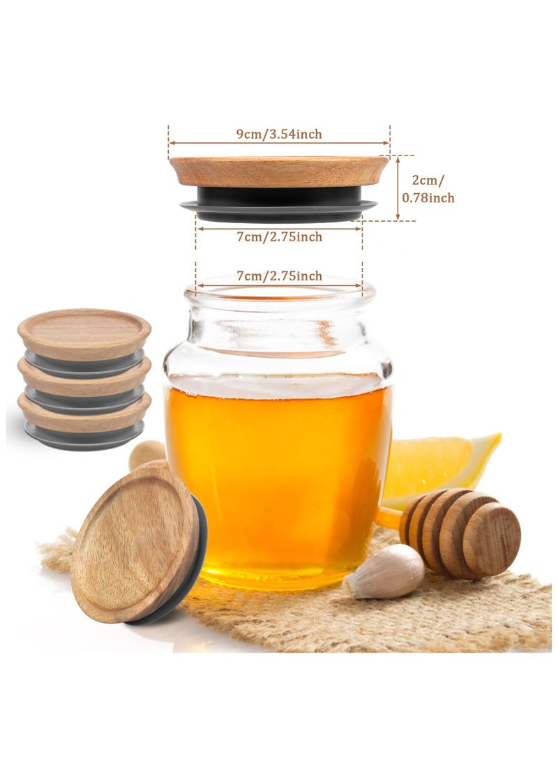 SYOSI 6 Pack Regular Mouth Wooden Storage Lids Set, Airtight Acacia Wood Canning Jar Lids with Silicone Sealing Rings, Brown Wooden Lids Dishwasher Safe for Mason Jars, Candle Cups, Ceramic Storage Jar Lid - Image 4