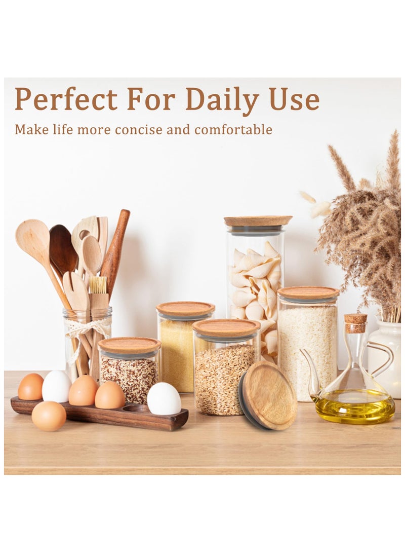 SYOSI 6 Pack Regular Mouth Wooden Storage Lids Set, Airtight Acacia Wood Canning Jar Lids with Silicone Sealing Rings, Brown Wooden Lids Dishwasher Safe for Mason Jars, Candle Cups, Ceramic Storage Jar Lid - Image 5