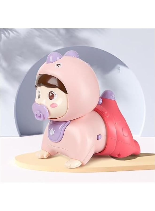 Pink Dinosaur Shape Crawling Toy with Music, Lights, and Educational Benefits for Toddlers - Image 4