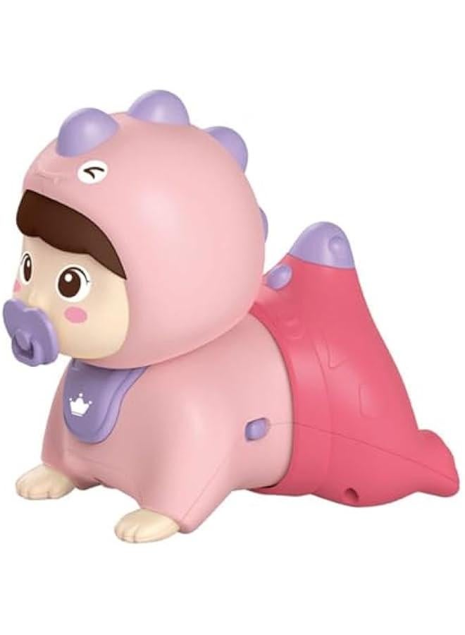 Pink Dinosaur Shape Crawling Toy with Music, Lights, and Educational Benefits for Toddlers - Image 1