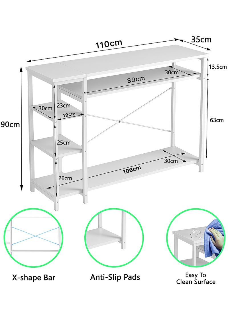 Apexll Modern Console Table with 4-Tier Storage Shelves, Waterproof MDF Top and Metal X-Frame – Entryway Table for Living Room, Hallway, Bedroom or Majlis - Image 4