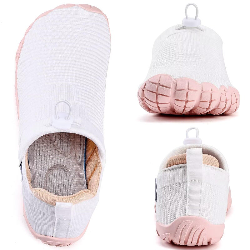 WateLves Water Shoes Womens Mens - Comfortable Lightweight Striped Pattern Barefoot Shoes for Beach Swim Pool Yoga Boating Water Aerobics(White Pink,38) - Image 5