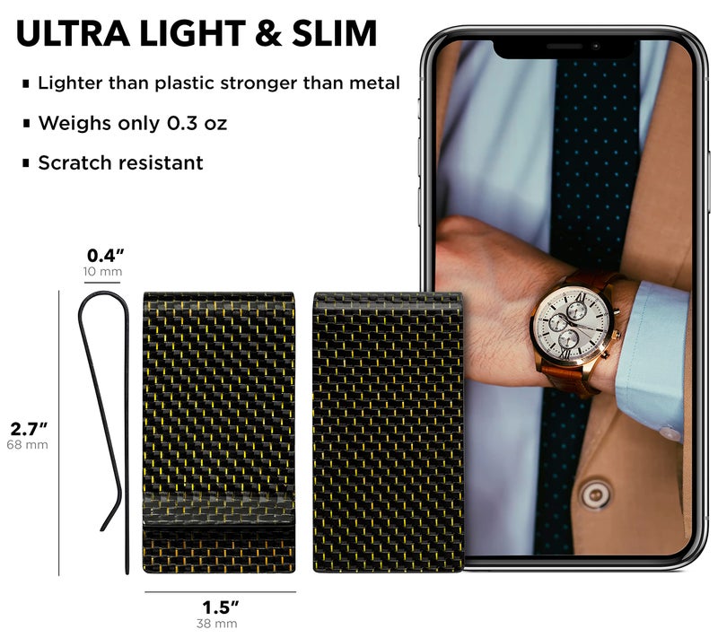SERMAN BRANDS Carbon Fiber Money Clip for Men – Slim RFID Money Clip Wallet, Minimalist Front Pocket EDC Wallet Cash Holder & Credit Card Holder -100% Real Carbon Fiber Wallet - Image 5