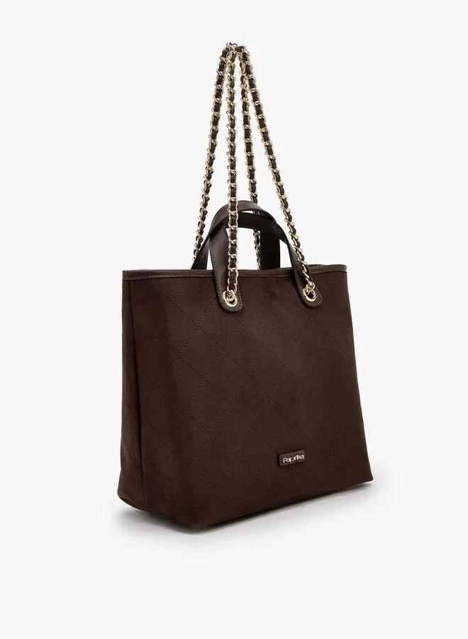 Paprika BROWN Quilted Suede Tote Bag With Pouch for Women | Best Price UAE