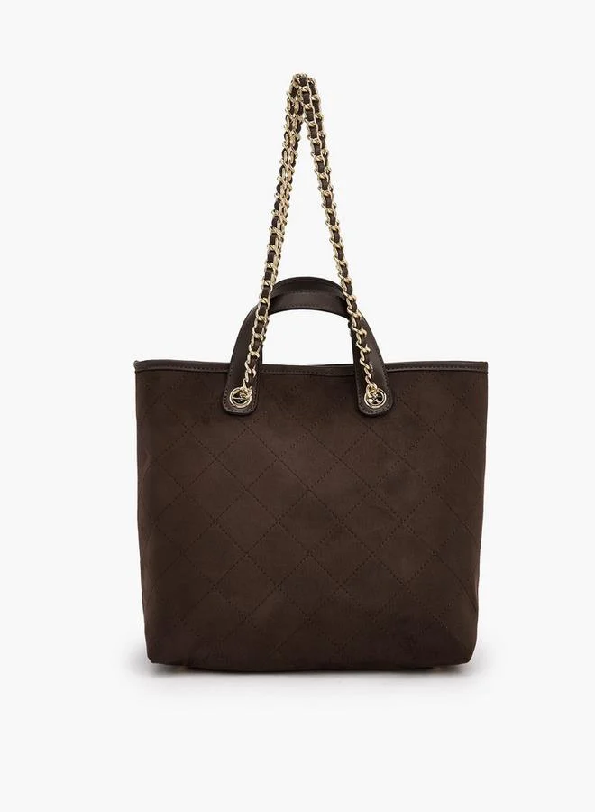 Paprika BROWN Quilted Suede Tote Bag With Pouch for Women | Best Price UAE