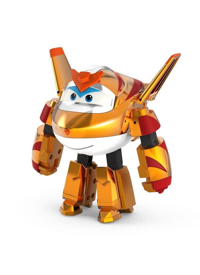 SUPER WINGS - 5" Transforming Golden Boy Airplane Toys Vehicle Action Figure Superwings Transforming Plane To Robot Flying Toy Vehicle Playset Gifts Toys For Kids Age 3 And Up Gold - Image 1