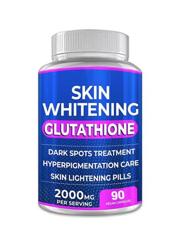 SKIN Glutathione Whitening Pills 90 Capsules 2000mg Glutathione Effective Skin Spots, Melasmaing Supplement D & Acne Scar Remover, Hyperpigmentation Treatment Anti Aging Antioxidant - Image 1
