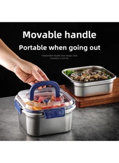 Generic Factory Sale Stainless Steel Preservation Box Household Sealed Storage Portable Picnic Fruit Meal Box Refrigerator Storage Box Freezing-Specifications:[blue Handle] Sealed Crisper Box-independent Carton Packaging  - Image 5