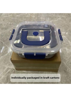 Generic Factory Sale Stainless Steel Preservation Box Household Sealed Storage Portable Picnic Fruit Meal Box Refrigerator Storage Box Freezing-Specifications:[blue Handle] Sealed Crisper Box-independent Carton Packaging  - Image 1