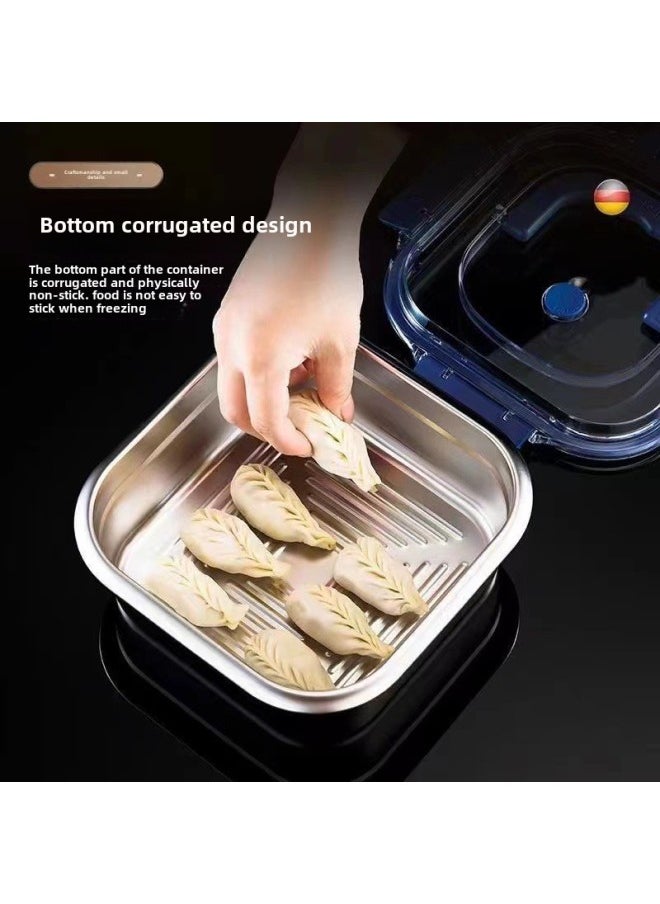 Generic Factory Sale Stainless Steel Preservation Box Household Sealed Storage Portable Picnic Fruit Meal Box Refrigerator Storage Box Freezing-Specifications:[blue Handle] Sealed Crisper Box-independent Carton Packaging  - Image 4