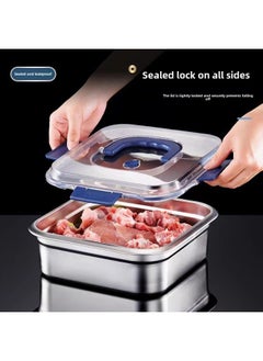Generic Factory Sale Stainless Steel Preservation Box Household Sealed Storage Portable Picnic Fruit Meal Box Refrigerator Storage Box Freezing-Specifications:[blue Handle] Sealed Crisper Box-independent Carton Packaging  - Image 3