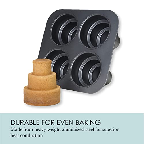 Chicago Metallic Mini Multi-Tier Round Cake Pan, Makes 4 Individual 3-Tier Celebration Cakes, Professional Grade Non-Stick Bakeware for Weddings, Showers, Parties - Image 5
