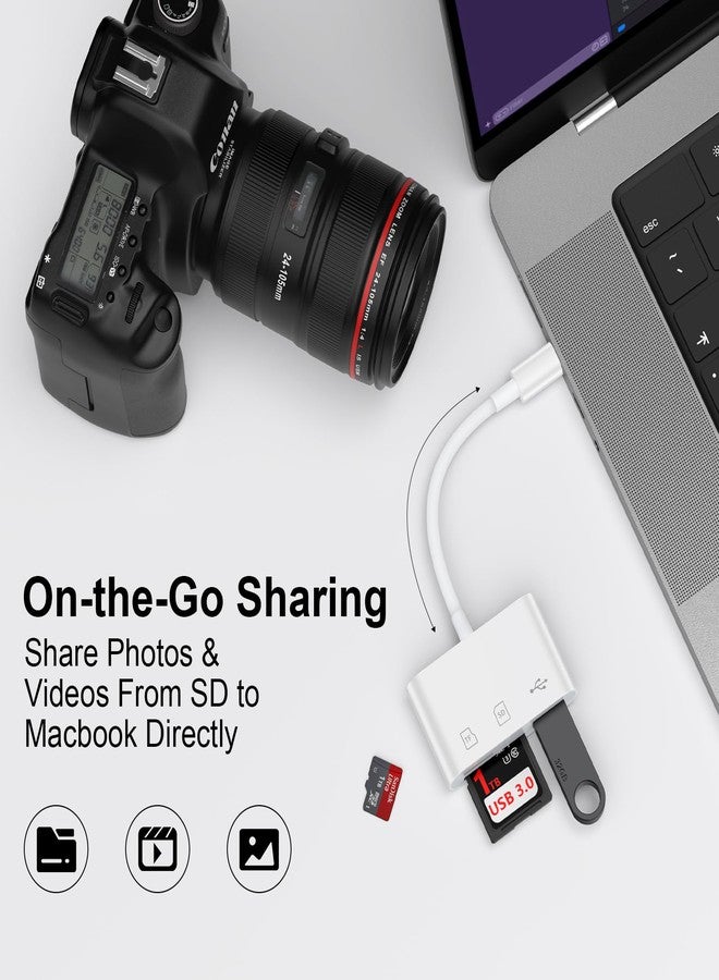 Pukiou USB C to USB Camera Adapter,SD Card Reader for iPhone 17 Pro Max Air 16e 16 15,3 in 1 Memory Card Adapter with Dual Card Slots & USB Port for Samsung Galaxy S25,Pixel9 Android Trail Camera Card Reader - Image 5
